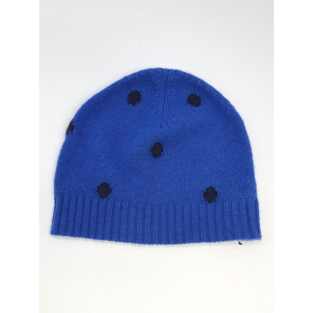 Talbots Cashmere Polka Dot Beanie Hat OS Blue Soft Warm Cozy Preppy Indie Winter